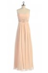 Ivory Gorgeous Chiffon Strapless Beaded Waistband Pleated Bridesmaid & Prom Dress