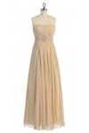 Ivory Gorgeous Chiffon Strapless Beaded Waistband Pleated Bridesmaid & Prom Dress