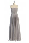 Ivory Gorgeous Chiffon Strapless Beaded Waistband Pleated Bridesmaid & Prom Dress
