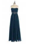 Ivory Gorgeous Chiffon Strapless Beaded Waistband Pleated Bridesmaid & Prom Dress