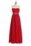 Ivory Gorgeous Chiffon Strapless Beaded Waistband Pleated Bridesmaid & Prom Dress