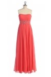 Ivory Gorgeous Chiffon Strapless Beaded Waistband Pleated Bridesmaid & Prom Dress