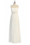 Ivory Gorgeous Chiffon Strapless Beaded Waistband Pleated Bridesmaid & Prom Dress