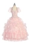 Pink Ball Gown Dress with Crystal Beaded Bodice
