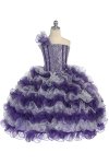 Turquoise/Silver Single Shoulder Princess Pageant Girl Ball Gown