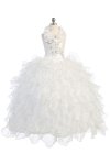 White Taffeta and Organza Halter Communion Dress White Taffeta and Organza Halter Communion Dress