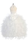 White Taffeta and Organza Halter Communion Dress White Taffeta and Organza Halter Communion Dress
