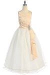 Ivory Satin Surplice Top with Double Layer Tulle Flower Girl Dress