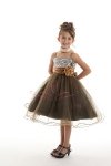 Zebra Print Sequined Mesh Illusion Flower Girl Dress