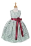 Silver/Lilac Elegant Lace Flower Girl Dress