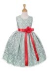 Silver/Lilac Elegant Lace Flower Girl Dress