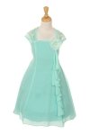 Royal Blue Lace Ruffled Chiffon Dress with Eyelid Lace Back Flower Girl Dress