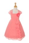 Royal Blue Lace Ruffled Chiffon Dress with Eyelid Lace Back Flower Girl Dress