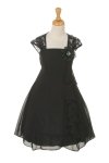 Royal Blue Lace Ruffled Chiffon Dress with Eyelid Lace Back Flower Girl Dress