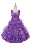 White Elegant Rhinestone Star Printed Pick-Up Flower Girl Dress