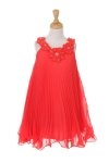 Red Elegant Chiffon Wired Pleated Flower Girl Dress