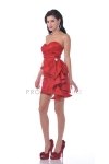Fuchsia Taffeta Strapless Sweetheart Gathered Empire Waistline Ruffled Short Bridesmaid Dress