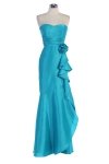 Turquoise Shimmer Taffeta Strapless Sweetheart Ruffled Empirewaistline Trumpet long Bridesmaid Dress