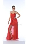 Red Strapless Sweetheart Spinning Gathered Short Prom Dress with Chiffon Layered Train