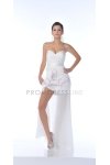 Red Strapless Sweetheart Spinning Gathered Short Prom Dress with Chiffon Layered Train