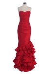Red Taffeta Strapless Sweetheart Pleats Detail on Hem Mermaid Long Bredes Dress Red Taffeta Strapless Sweetheart Pleats Detail on Hem Mermaid Long Bredes Dress