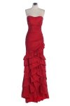 Purple Taffeta Strapless Sweetheart Ruffles Details Layered Metrmaid Bridesmaid Dress