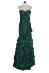 Purple Taffeta Strapless Sweetheart Ruffles Details Layered Metrmaid Bridesmaid Dress