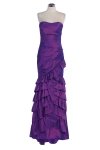 Purple Taffeta Strapless Sweetheart Ruffles Details Layered Metrmaid Bridesmaid Dress