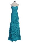 Purple Taffeta Strapless Sweetheart Ruffles Details Layered Metrmaid Bridesmaid Dress