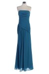 Red Chiffon Strapless Gathered Wrapped Dropped Waistline Elegant Bridesmaid & Prom Gown
