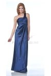 Red Bridal Satin One Shoulder Pleated Wrapped Elegant Long Bridesmaid & Prom Dress