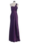 Red Bridal Satin One Shoulder Pleated Wrapped Elegant Long Bridesmaid & Prom Dress