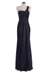 Red Bridal Satin One Shoulder Pleated Wrapped Elegant Long Bridesmaid & Prom Dress