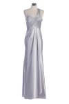 Red Bridal Satin One Shoulder Pleated Wrapped Elegant Long Bridesmaid & Prom Dress