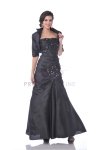 Eggplant Embroidered Taffeta Strapless Gathered A-line Dress with Bolero