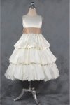 Coral/Ivory Satin Bubbled Hem Flower Girl Dress
