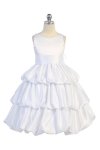 Coral/Ivory Satin Bubbled Hem Flower Girl Dress