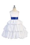 Coral/Ivory Satin Bubbled Hem Flower Girl Dress