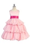Coral/Ivory Satin Bubbled Hem Flower Girl Dress