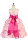 Coral/Ivory Satin Bubbled Hem Flower Girl Dress