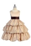Coral/Ivory Satin Bubbled Hem Flower Girl Dress