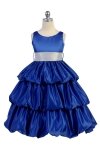 Coral/Ivory Satin Bubbled Hem Flower Girl Dress