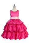 Coral/Ivory Satin Bubbled Hem Flower Girl Dress