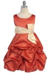 White Bridal Satin Sleeveless Pick-up Style Flower Girl Dress