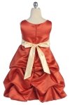 White Bridal Satin Sleeveless Pick-up Style Flower Girl Dress