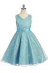 Fuchsia Lace Floral Pattern Flower Girl Dress with Removable Satin Sash