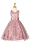Champagne Lace Floral Pattern Flower Girl Dress with Removable Satin Sash Champagne Lace Floral Pattern Flower Girl Dress with Removable Satin Sash