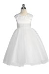 Pink Embroidered Lace Flower Girl Dress with Sleeves