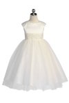 Pink Embroidered Lace Flower Girl Dress with Sleeves