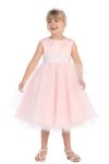 Pink Embroidered Lace Flower Girl Dress with Sleeves